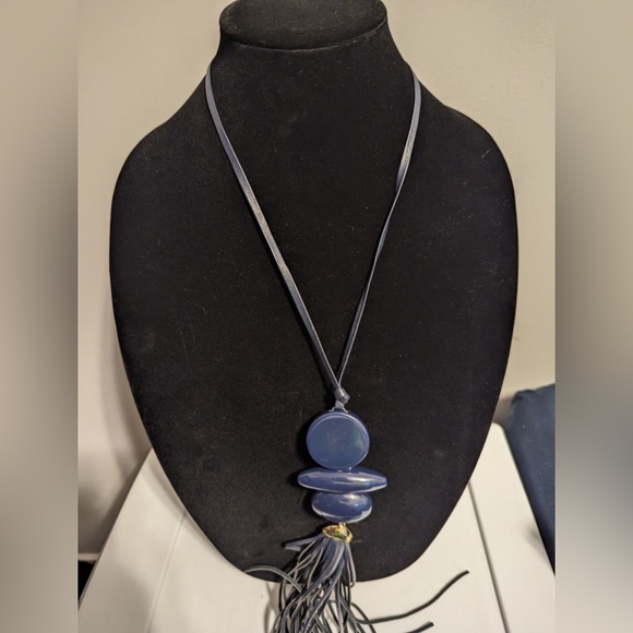 Chicos Navy Blue Avery Tassel Necklace - Picture 6 of 7
